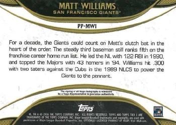 2016 Topps Tier One - Prime Performer Autographs Copper Ink #PP-MWI Matt Williams Back