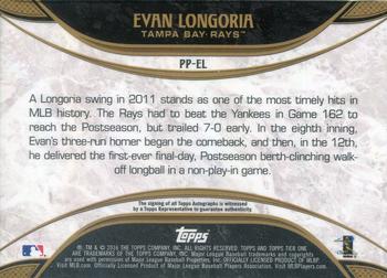 2016 Topps Tier One - Prime Performer Autographs Silver Ink #PP-EL Evan Longoria Back