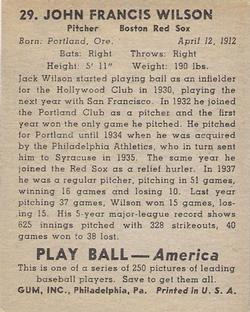 1939 Play Ball #29 John Wilson Back