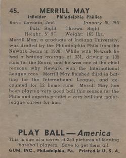 1939 Play Ball #45 Pinky May Back