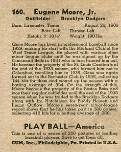 1939 Play Ball #160 Gene Moore Back