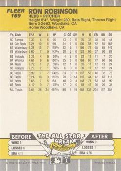 1989 Fleer #169 Ron Robinson Back