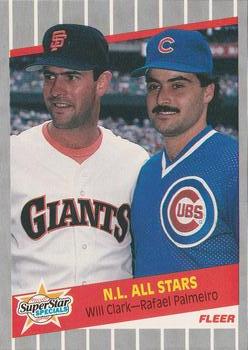 1989 Fleer #631 N.L. All-Stars (Will Clark / Rafael Palmeiro) Front