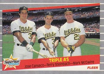 1989 Fleer #634 Triple A's (Jose Canseco / Terry Steinbach / Mark McGwire) Front