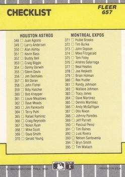 1989 Fleer #657 Checklist: Padres / Giants / Astros / Expos Back