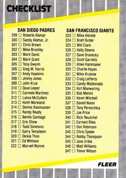 1989 Fleer #657 Checklist: Padres / Giants / Astros / Expos Front
