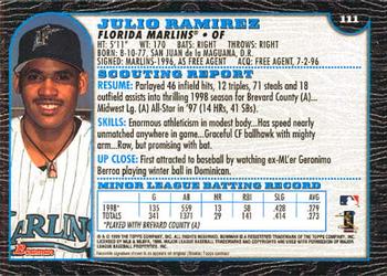 1999 Bowman #111 Julio Ramirez Back