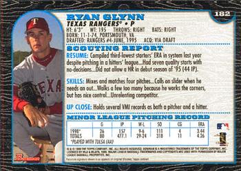 1999 Bowman #182 Ryan Glynn Back