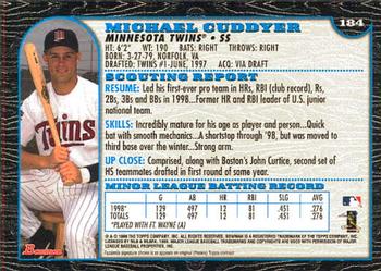 1999 Bowman #184 Michael Cuddyer Back
