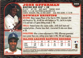 1999 Bowman #231 Jose Offerman Back