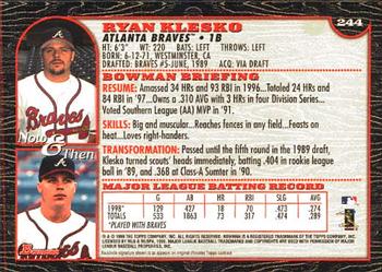 1999 Bowman #244 Ryan Klesko Back
