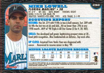 1999 Bowman #292 Mike Lowell Back