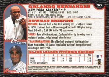 1999 Bowman #30 Orlando Hernandez Back