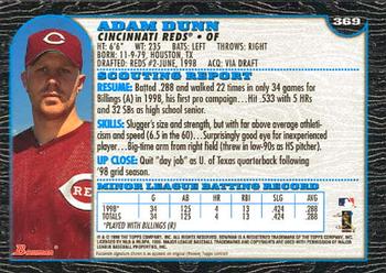 1999 Bowman #369 Adam Dunn Back