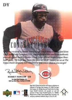 2001 SP Game Used Edition - Authentic Fabric #DY Dmitri Young  Back