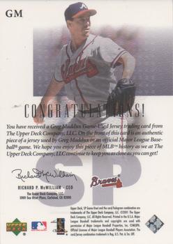 2001 SP Game Used Edition - Authentic Fabric #GM Greg Maddux Back