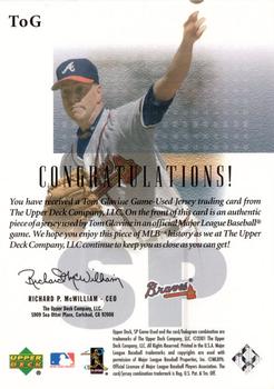 2001 SP Game Used Edition - Authentic Fabric #ToG Tom Glavine  Back