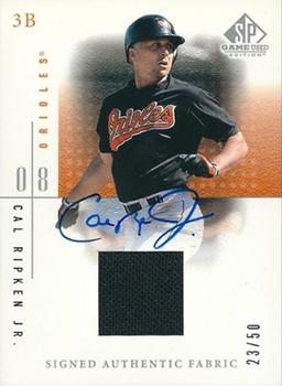 2001 SP Game Used Edition - Signed Authentic Fabric #S-CR Cal Ripken Jr.  Front