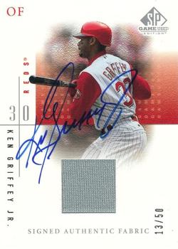 2001 SP Game Used Edition - Signed Authentic Fabric #S-KG Ken Griffey Jr.  Front