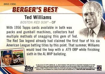 2016 Topps - Berger's Best (Series 2) #BB2-1956 Ted Williams Back