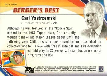 2016 Topps - Berger's Best (Series 2) #BB2-1960 Carl Yastrzemski Back