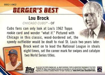 2016 Topps - Berger's Best (Series 2) #BB2-1962 Lou Brock Back