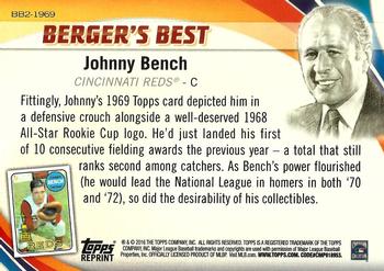 2016 Topps - Berger's Best (Series 2) #BB2-1969 Johnny Bench Back