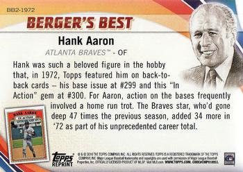 2016 Topps - Berger's Best (Series 2) #BB2-1972 Hank Aaron Back