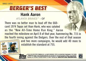 2016 Topps - Berger's Best (Series 2) #BB2-1974 Hank Aaron Back