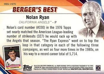 2016 Topps - Berger's Best (Series 2) #BB2-1976 Nolan Ryan Back