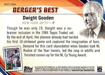 2016 Topps - Berger's Best (Series 2) #BB2-1984 Dwight Gooden Back