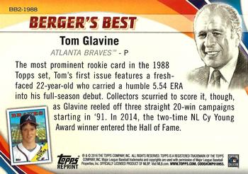 2016 Topps - Berger's Best (Series 2) #BB2-1988 Tom Glavine Back