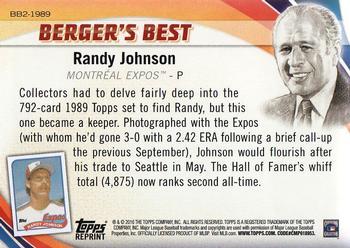 2016 Topps - Berger's Best (Series 2) #BB2-1989 Randy Johnson Back
