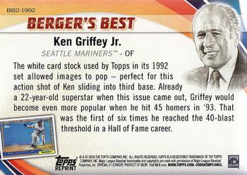 2016 Topps - Berger's Best (Series 2) #BB2-1992 Ken Griffey Jr. Back