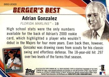2016 Topps - Berger's Best (Series 2) #BB2-2000 Adrian Gonzalez Back