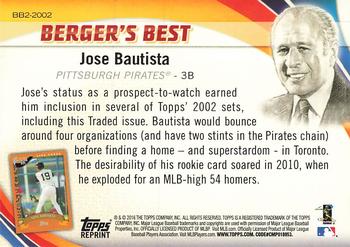 2016 Topps - Berger's Best (Series 2) #BB2-2002 Jose Bautista Back