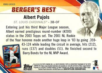 2016 Topps - Berger's Best (Series 2) #BB2-2003 Albert Pujols Back