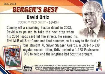 2016 Topps - Berger's Best (Series 2) #BB2-2004 David Ortiz Back