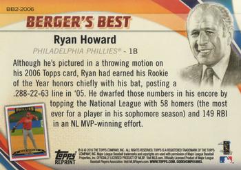 2016 Topps - Berger's Best (Series 2) #BB2-2006 Ryan Howard Back