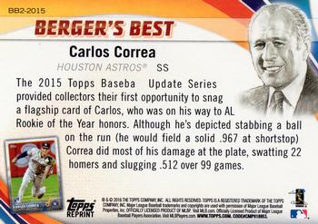 2016 Topps - Berger's Best (Series 2) #BB2-2015 Carlos Correa Back