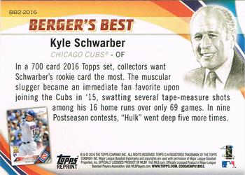 2016 Topps - Berger's Best (Series 2) #BB2-2016 Kyle Schwarber Back