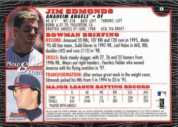1999 Bowman Chrome #9 Jim Edmonds Back