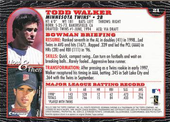 1999 Bowman Chrome #21 Todd Walker Back
