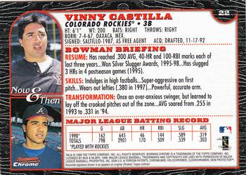 1999 Bowman Chrome #22 Vinny Castilla Back
