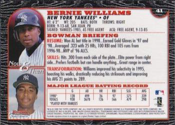 1999 Bowman Chrome #41 Bernie Williams Back