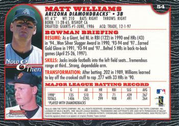 1999 Bowman Chrome #54 Matt Williams Back