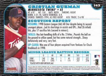 1999 Bowman Chrome #143 Cristian Guzman Back