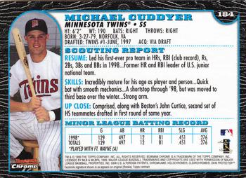 1999 Bowman Chrome #184 Michael Cuddyer Back