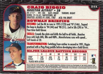1999 Bowman Chrome #251 Craig Biggio Back