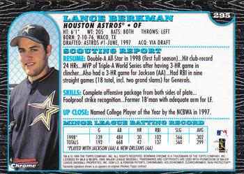 1999 Bowman Chrome #295 Lance Berkman Back
